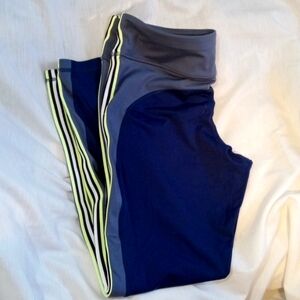 Avia Blue/Gray Athletic Pants Size XL/XG (16-18) Lime Green & White Stripes